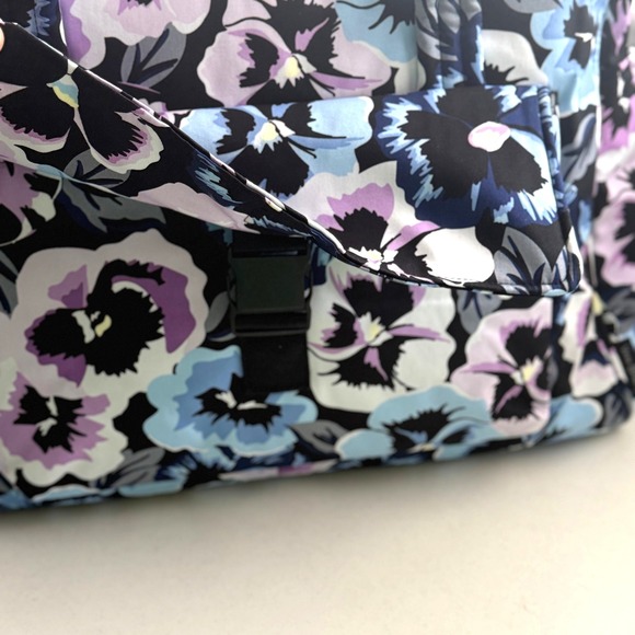 Vera Bradley Utility Travel Bag in Plum Pansies Cotton Weekender Carry On Tote - Picture 4 of 14